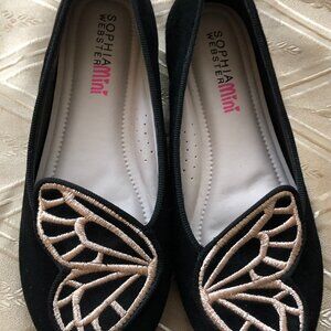 Sophia Webster Mini  Butterfly Flats in Black & Rose Gold US Size 2 Euro 33 New